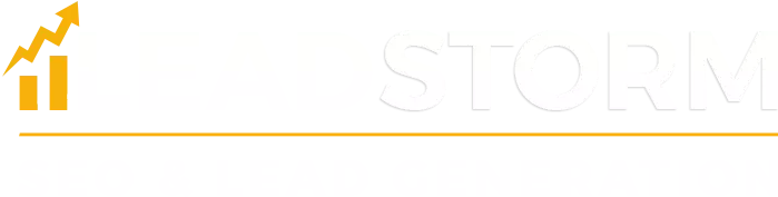 The white version of the LeadStorm SEO & Lead Generation Logo